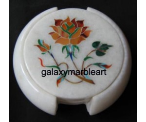 Inlaid marble coaster set 3.5" Cs-43